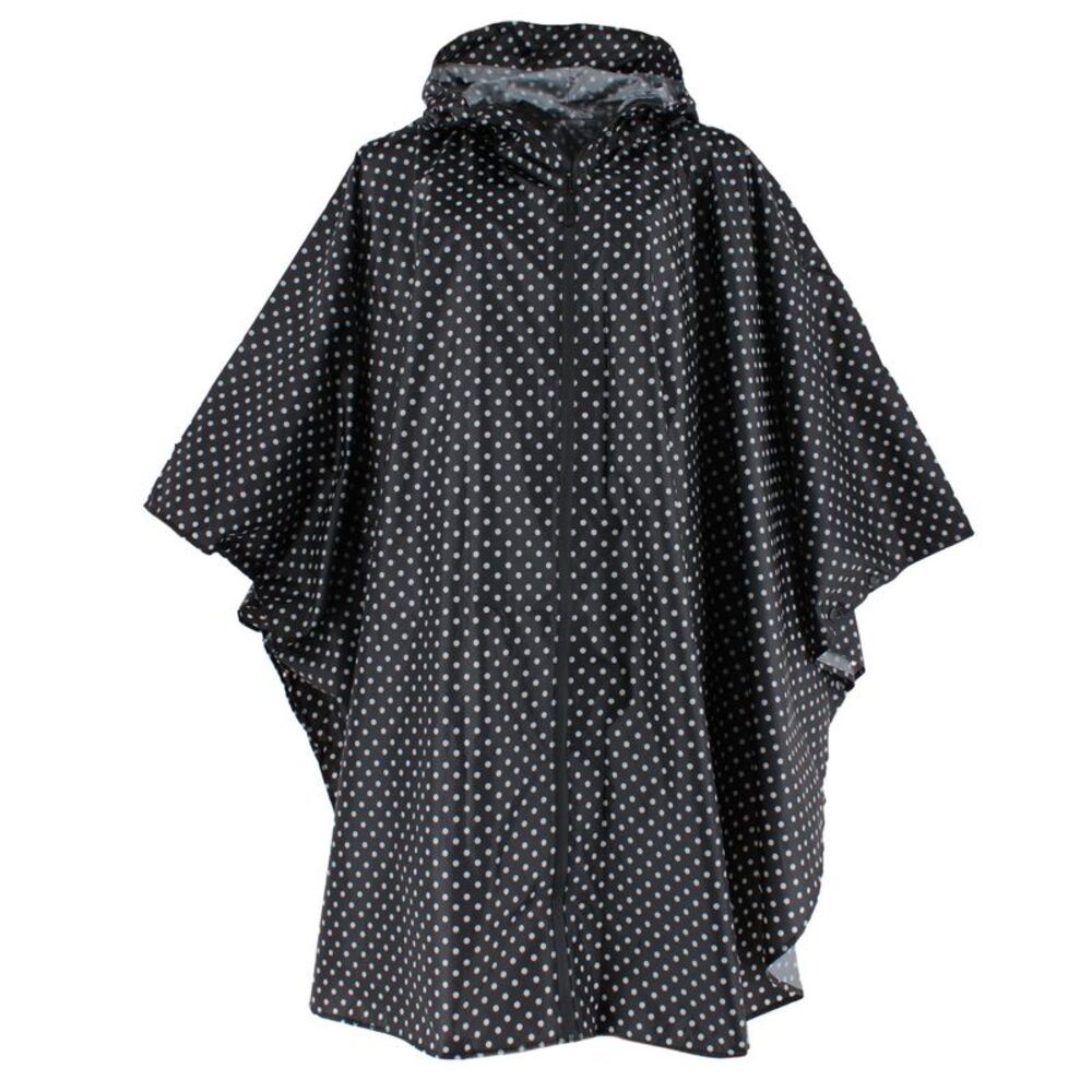 CTM Women's One Size Fits Most Polka Dot Rain Poncho with Zipper Pouch